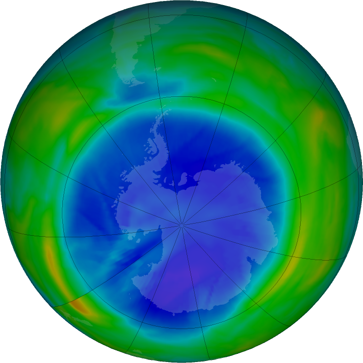 Antarctic ozone map for 04 September 2022